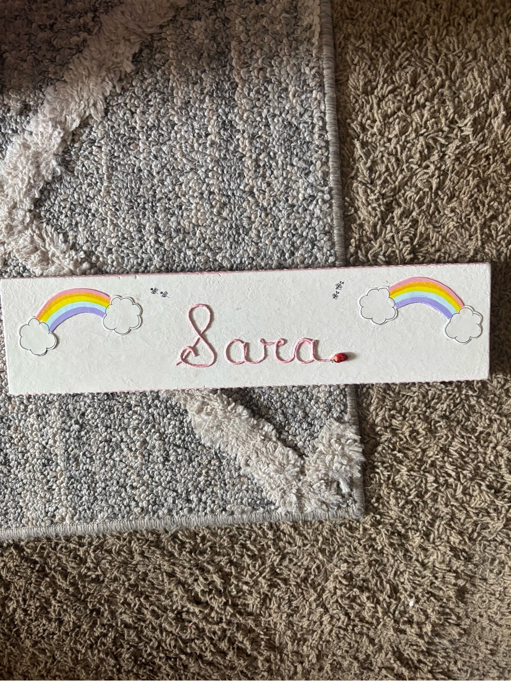Personalized Name Wall Plaque in Pink with Rainbow Accents